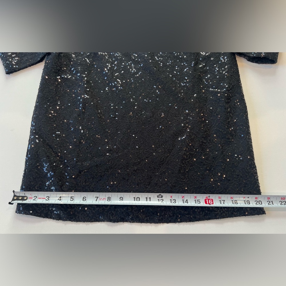 NWT Tahari Sequin Black Tunic Dress 3/4 Sleeve Size Small - Picture 4 of 12